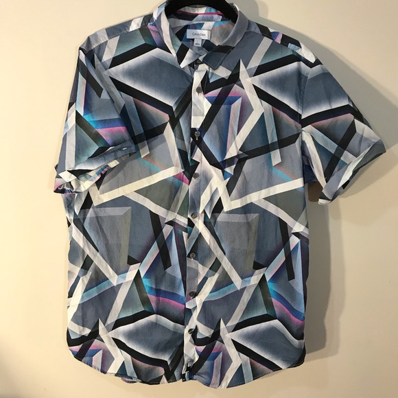 Rad Calvin Klein Print Button Up - Picture 1 of 6
